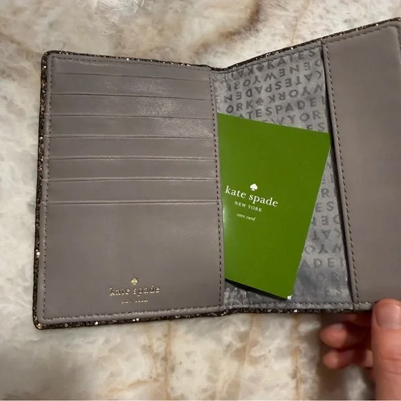 Kate Spade Taupe and Glitter Passport Cover - Picture 5 of 6
